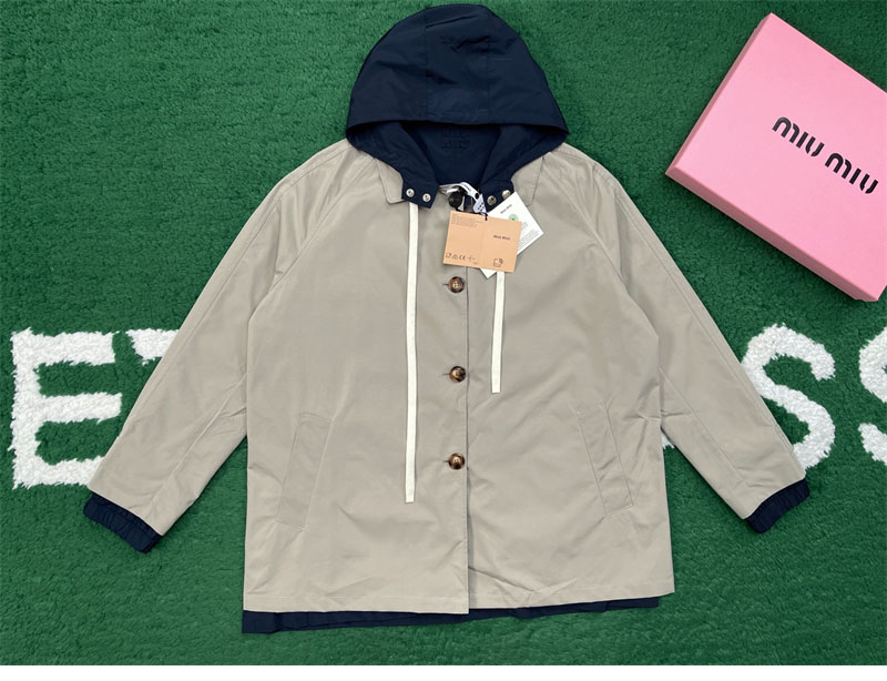 미우미우 파나마 코튼 테크니컬 퐁제 블루종 자켓