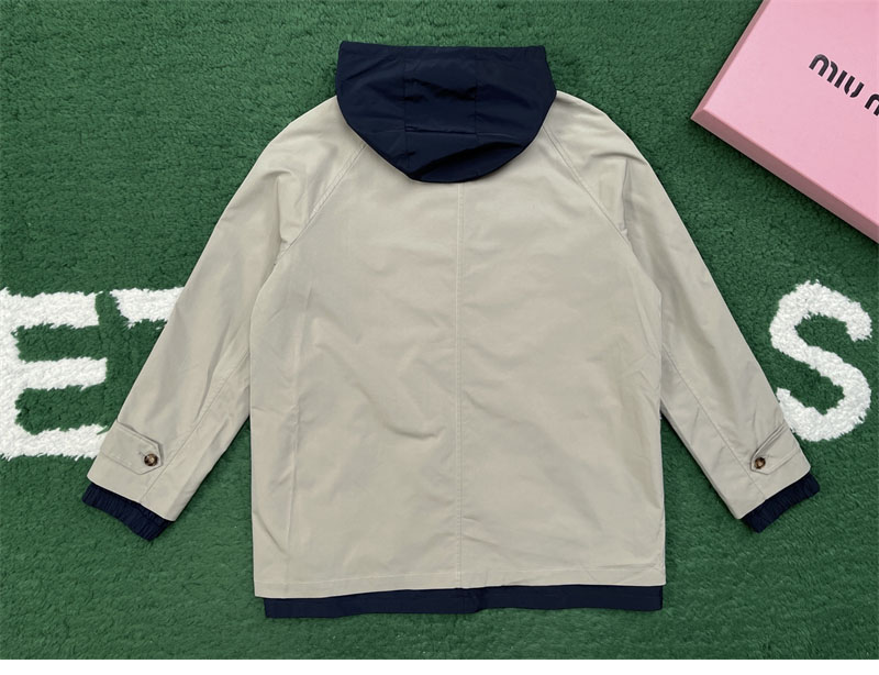 미우미우 파나마 코튼 테크니컬 퐁제 블루종 자켓