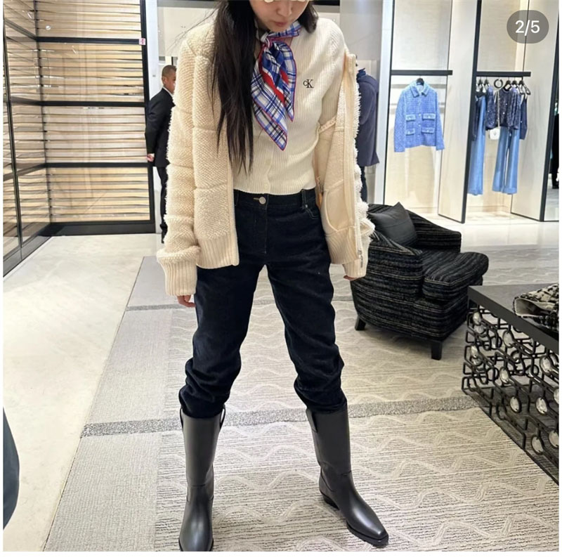 샤넬 23s CC 로고 카우보이 롱 부츠