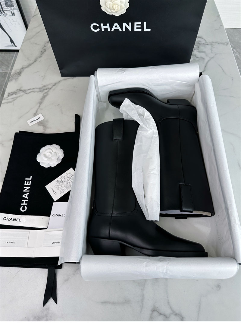 샤넬 23s CC 로고 카우보이 롱 부츠
