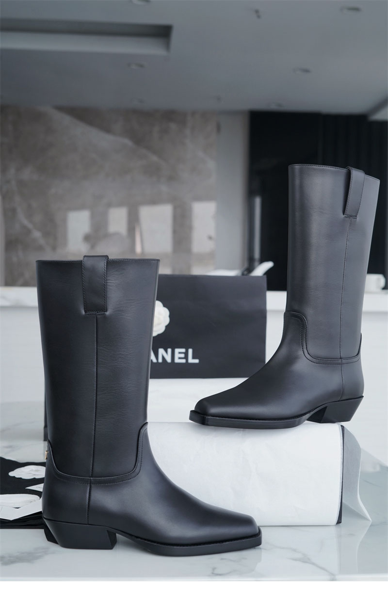 샤넬 23s CC 로고 카우보이 롱 부츠